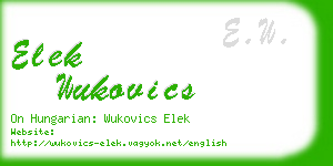 elek wukovics business card